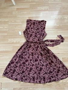 ELLE Sleeveless A-line round neck floral dress with bow at waist size 10 NWT - Picture 1 of 1