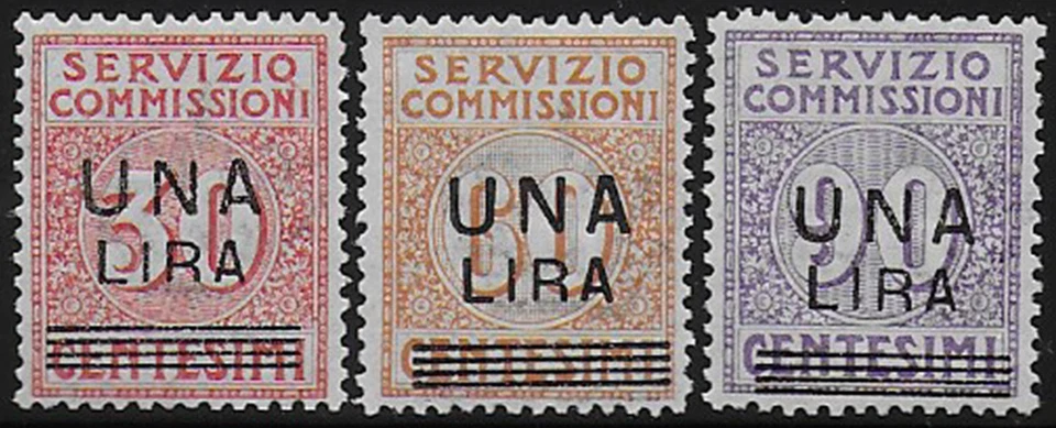1925 Italia Servizio Commissioni 3v. bc MNH Sassone n. 4/6 - Immagine 1 di 1