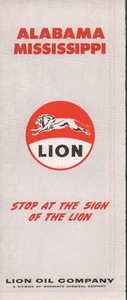 Lion Road Map 1960: Alabama Mississippi nuevo de lote antiguo - Imagen 1 de 1