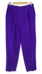 Pat Argenti Women's Size 14 100% Silk Lined Slacks Trousers Purple Eggplant - Picture 1 of 14