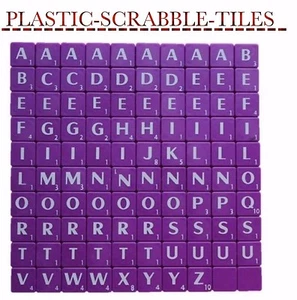 100 PURPLE PLASTIC SCRABBLE TILES LETTERS FOR ART& CRAFTS SCRAPBOOK UK SELLER - Picture 1 of 1