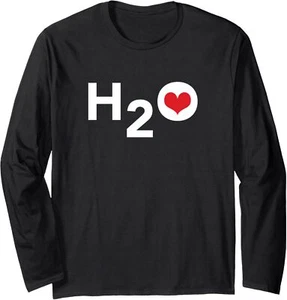 H2O Chemical Symbol Water Treatment Safe Water Awareness Long Sleeve T-Shirt - Picture 1 of 7