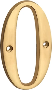 House Number Sign 4 Inch (10 Cm) Polished Brass Finish Stylish Curvy Modern Door - Picture 1 of 12