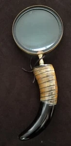Vintage New XLarge Horn Handle Magnifying Glass 5" glass 14" Long Over 2 Lbs - Picture 1 of 6