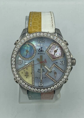 Jacob & Co. Five Time Zone 5cts Diamond Bezel  MOP Dial 47mm Stainless  $23,000 - Image 1 of 4