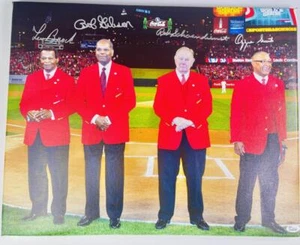 BOB GIBSON LOU BROCK RED SCHOENDIENST OZZIE SMITH SIGNED 16X20 CANVAS JSA 758 - Picture 1 of 1