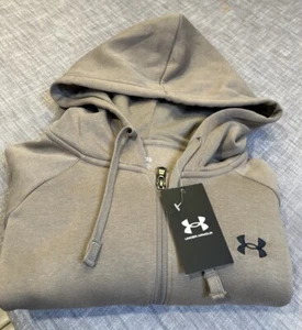 Under Armour Mujer XL UA Rival Recortado Con Capucha Cremallera Completa Taupe 1385890 200 Nuevo con Etiquetas - Imagen 1 de 8