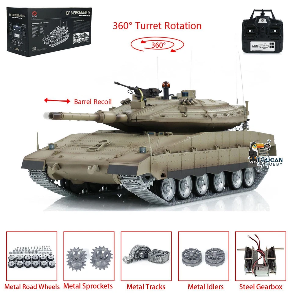 Henglong 1:16 7.0 PRO RTR Merkava IR BB RC Tank 3958-1 Metal Tracks Wheels  - Image 1 of 4