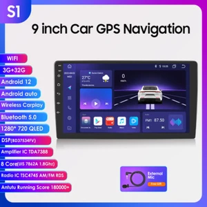 8Core 9" Android 12 Double 2Din 3+32GB Car Stereo Radio DSP WiFi GPS Nav CarPlay - Picture 1 of 9