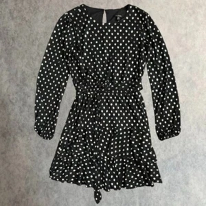 Mini Dress Women's Size XS Black Tiered Ruffles Gold Dots Fit & Flare Dress - Picture 1 of 19