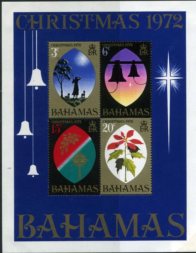 Bahamas #SGMS391 MNH M/S 1972 Campanas de Pastor Holly Belén Poinsettia [342a] Foto 1 de 1