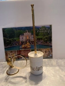 Polish Gold/White.Gold ceramic FinishBathroom Toilet Brush Holder European style - Picture 1 of 4