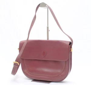Cartier Must de Cartier Shoulder Bag Crossbody Purse Leather Bordeaux Authentic - Picture 1 of 24