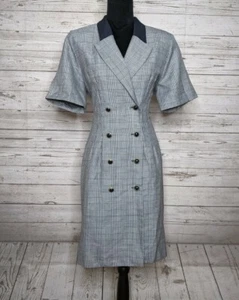 Evanna Vintage 1970s Double Breasted Corporate Grunge Pinup Midi Dress Petite 14 - Bild 1 von 7