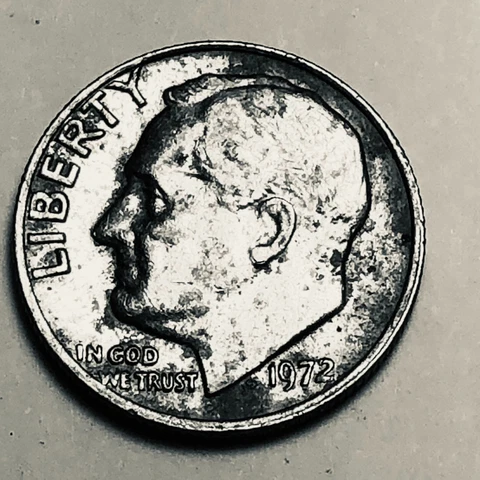 1972 p Roosevelt dime Cover