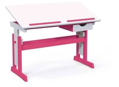 Kinderschreibtisch PIJII Pink weiß lackiert Höhe verstellbar Schublade - Bild 1 von 4