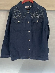 Quacker Factory Rhinestone & Embroidery Flower Butterfly Denim Jacket 1X NWT - Picture 1 of 9