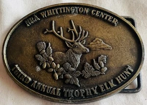 NRA Whittington Center Tercer Trofeo Anual Caza de Alces Hebilla de Cinturón de Latón Sólido - Imagen 1 de 2