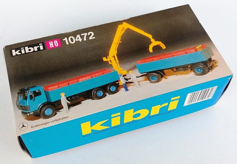 KIBRI 1:87 #10472  Mercedes Benz 2228 - truck+trailer w/crane-KIT - Immagine 1 di 2