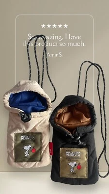 Wallet Pouch Purse Cell Phone Shoulder Crossbody Bag Beer Holder Peanuts Snoopy - Image 1 of 4