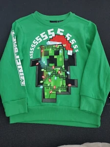 Minecraft Christmas Sweatshirt Shirt Boys Girls Kids Holiday -Size XS- Creeper - Picture 1 of 2