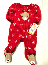Just One You Carter's NB Baby Girls' Reindeer W Snowflakes Fleece Bodysuit B195
