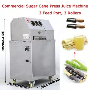 Commercial Sugar Cane Press Juice Machine Sugarcane Extractor,3 Feed Port,3 Roll - Picture 1 of 12