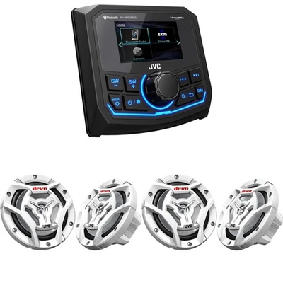 JVC Marine Radio w/ 2 Pairs CS-DR6201MW Marine Speakers 6.5" - White - Image 1 of 4