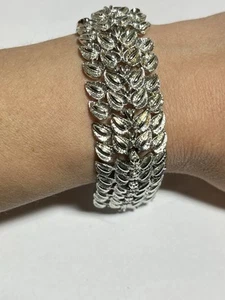 Bracciale Vintage Coro Articolato Argento Figura Foglia 7 IN RR1636 - Foto 1 di 5