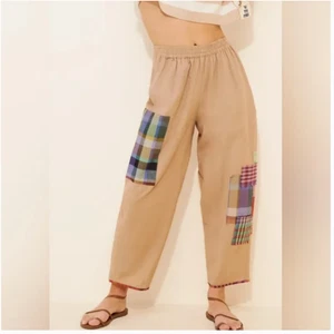 Pantalones Antropologie Rujuta Sheth Collage tiro alto parcheado algodón talla XS - Imagen 1 de 6