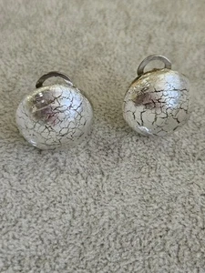 Vintage Murano Glass Dome Silver Tone Clip Earrings - Picture 1 of 13