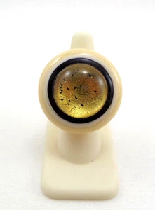 Vintage Cocktail Ring Kunstglas - rund mit Gold - verstellbar - Bild 1 von 9