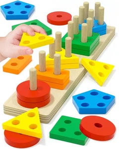 Puzzle selezionatore a forma di legno Montessori giocattolo per bambini 1-3 anni - regalo educativo - Foto 1 di 6