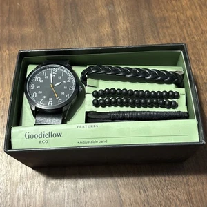 Goodfellow & Co Mens Strap Watch Set With Bracelets Color Black new open box - Picture 1 of 4