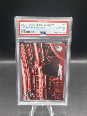 2024 Topps Black & White Jasson Dominguez Rookie SSP Red Parallel /10 PSA 10 RC - Image 1 of 4