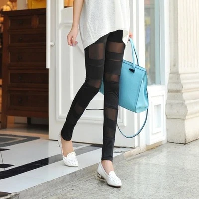 Niñas Leggings Sexy Ajustados Mujeres Pantalones Correas Elástico Gasa Elástico 4 Colores Foto 1 de 4