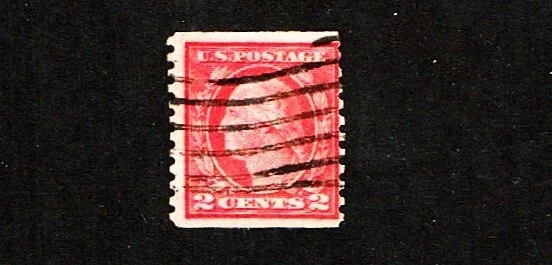 1914-16 U.S.Reg Issue 1c Carmine Rose Washington p.10V COIL Ty 1   Sc#453 Used - Image 1 of 1