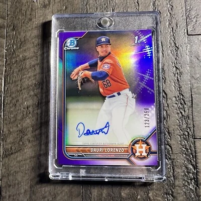 Dauri Lorenzo 2022 Bowman Chrome 1st Prospect purple Refractor Auto /250 AU - Image 1 of 4