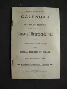 BOOK: 1903 BILLS / RESOLUTIONS HOUSE OF REPRESENTATIVES GENERAL ASSEMBLY INDIANA - Picture 1 of 3