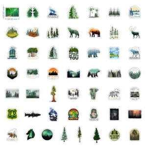 Paquete de 50 pegatinas de vinilo pegatinas impermeables para árboles de montaña forestales - Imagen 1 de 4