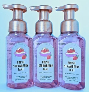 3 BATH & BODY WORKS FRESH STRAWBERRY TART GENTLE FOAMING HAND SOAP 8.75oz NEW! - Picture 1 of 7