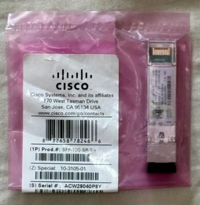 CISCO SFP-10G-SR-S 10GBASE-SR SFP+ Module for MMF 850nm transceivers 10-3105-01 - Afbeelding 1 van 4