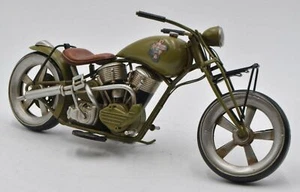 Handmade Light Green Medium Scale Tinplate Motorcycle Model Hand Made Artwork - Picture 1 of 2