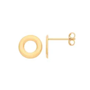 Yellow Gold 9ct 9mm Plain Circle Studs - Picture 1 of 1