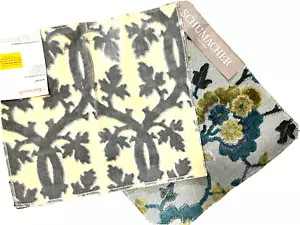 Schumacher Floral Velvet Fabric Designer Samples 12" Sq. Lite Blue Lot 2 NWT - Picture 1 of 4