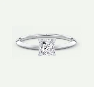 IGI E/VVS 1 Ct Princess Lab Created Grown Diamond 18K White Gold Solitaire Ring - Picture 1 of 2