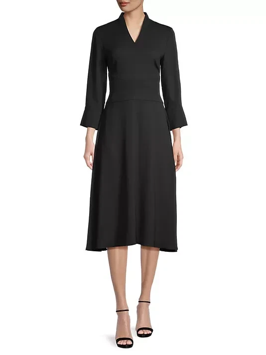 Vestido Misook Negro Cintura Estructurada Crepe De Chine X-Pequeño $358 Foto 1 de 3