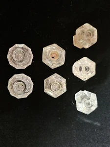 7 Antique 8 And 6 Point Octagon Crystal Glass Victorian Drawer Knobs - Picture 1 of 1