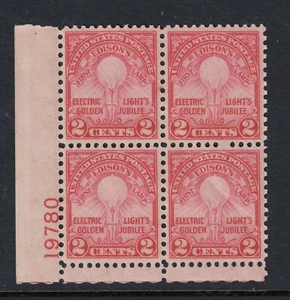 SCOTT#655, 2c CARMINE ROSE PLATE BLOCK OF 4. F/VF & NH. - Foto 1 di 2