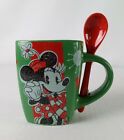 Mickey mouse ceramic coffee cup with Red ceramic spoon in holder 8Oz
